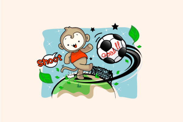 活力小猴足球主题裁片印花服装印花设计