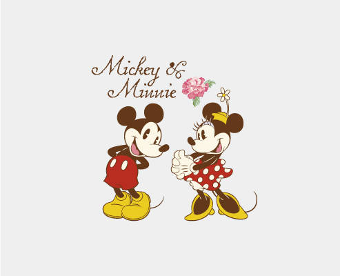 经典卡通裁片印花服装,米奇与米妮的浪漫爱情故事