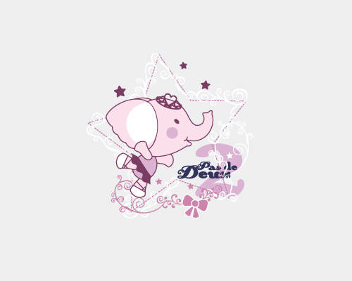 可爱粉色小象裁片印花服装印花设计