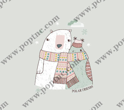 温馨北极熊裁片印花服装 冬季温暖风格服装印花设计