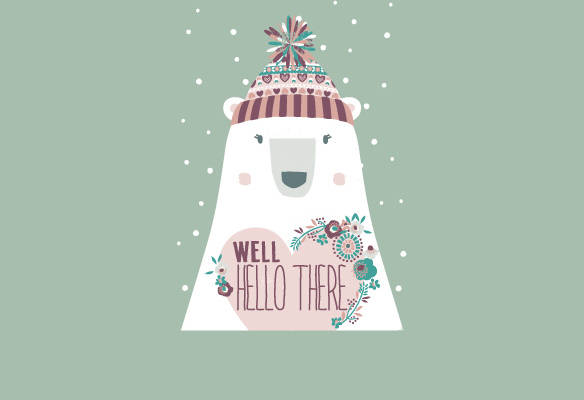 冬季可爱北极熊裁片印花服装印花设计