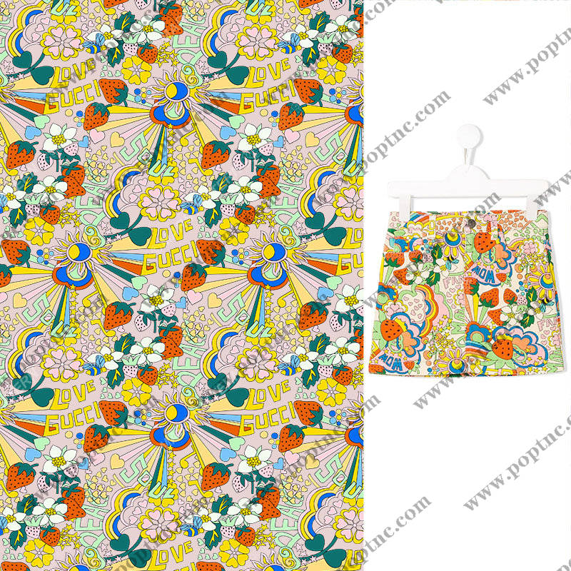 时尚多彩草莓花卉裁片印花服装印花设计