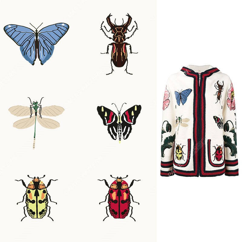 昆虫主题裁片印花服装 时尚昆虫图案服装印花设计