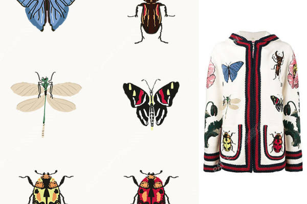 昆虫主题裁片印花服装 时尚昆虫图案服装印花设计