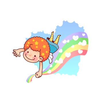 梦幻彩虹独角兽裁片印花儿童服装印花设计