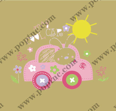 可爱卡通兔子汽车裁片印花服装印花设计