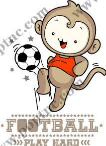 活泼可爱猴子足球裁片印花服装设计