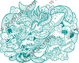 传统中国风龙纹裁片印花服装印花设计