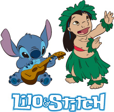Lilo & Stitch裁片印花服装印花设计，夏威夷风格卡通服装图案