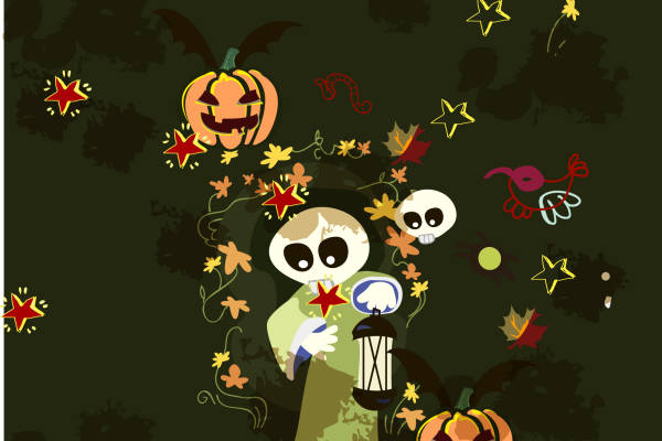 万圣节主题裁片印花服装印花设计，打造独特节日风格