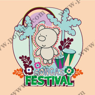 可爱卡通熊裁片印花服装印花设计