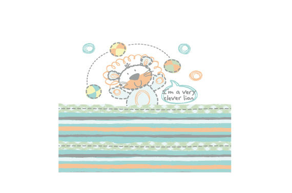 可爱狮子主题裁片印花服装,儿童时尚服装印花设计