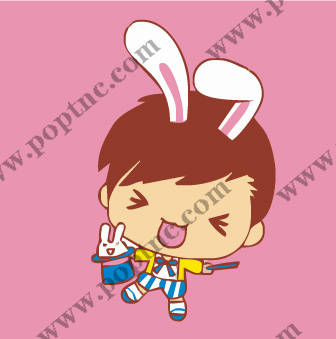 可爱卡通兔子耳朵男孩裁片印花服装印花设计