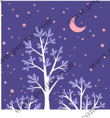 梦幻紫色星空树裁片印花服装印花设计