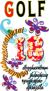 时尚高尔夫主题裁片印花服装印花设计