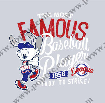 经典复古1958年棒球裁片印花服装印花设计