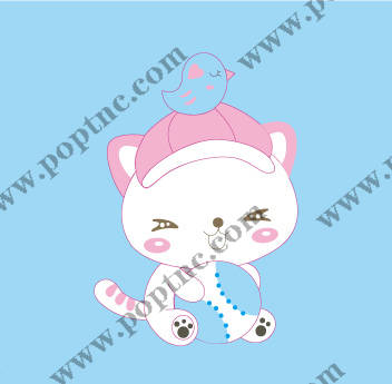 可爱卡通猫咪裁片印花服装印花设计