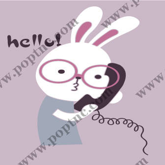 可爱兔子打电话裁片印花服装印花设计