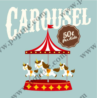 复古风格旋转木马裁片印花服装,增添童趣与欢乐