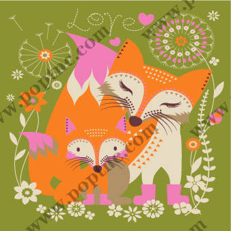 可爱狐狸情侣裁片印花服装 温馨浪漫风格服装印花设计