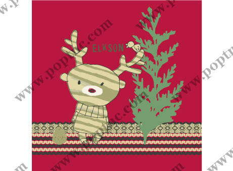 可爱卡通驯鹿裁片印花儿童服装印花设计