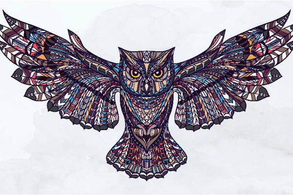 时尚几何风格猫头鹰裁片印花服装设计