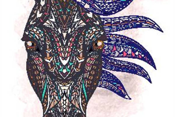 民族风马头裁片印花服装印花设计