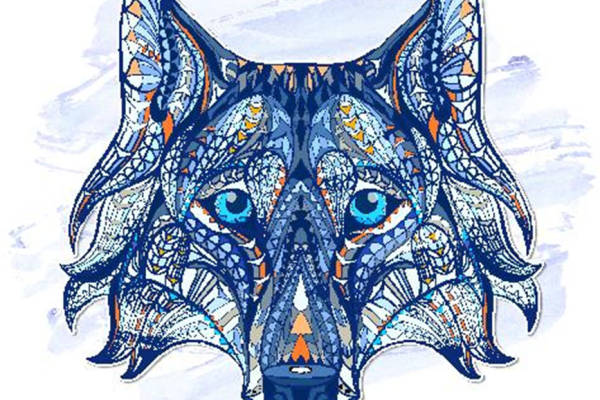 独特几何风格狼头裁片印花服装印花设计