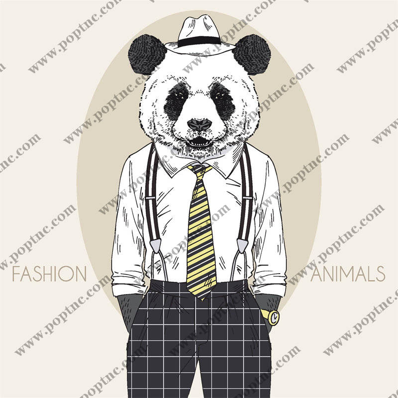熊猫头裁片印花服装 时尚动物图案印花T恤