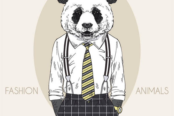 熊猫头裁片印花服装 时尚动物图案印花T恤