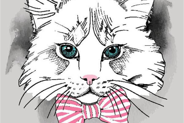 时尚可爱猫咪裁片印花服装，萌趣卡通风格服装印花设计