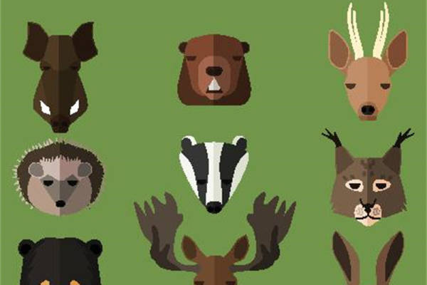 森林动物图标套装4：创意裁片印花服装印花设计