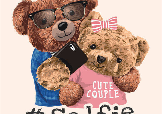 时尚可爱情侣裁片印花服装，萌趣自拍主题设计