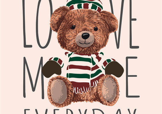 可爱泰迪熊裁片印花服装，传递爱与温暖每一天