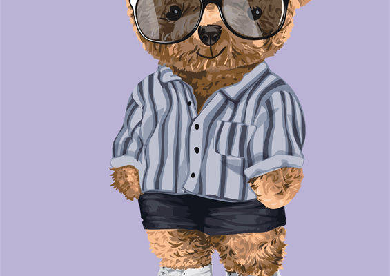 时尚街头风格泰迪熊裁片印花服装印花设计