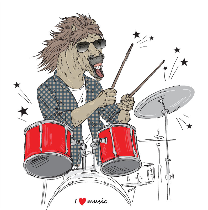 时尚摇滚狮子裁片印花服装印花设计