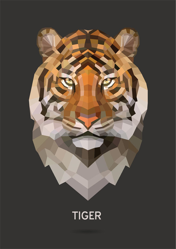 几何风格老虎裁片印花服装印花设计