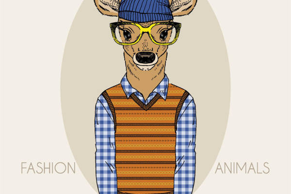 时尚动物裁片印花服装：鹿头卡通图案设计