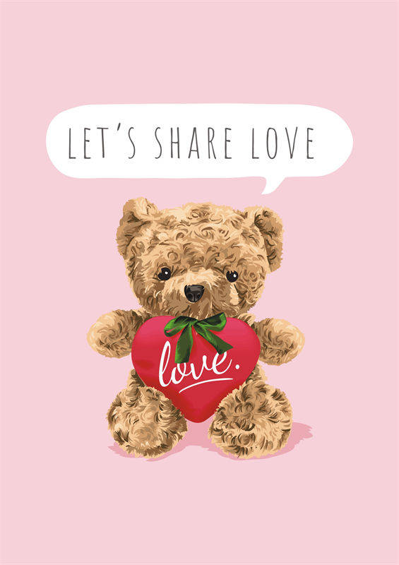 温馨可爱泰迪熊裁片印花服装 传递爱意的完美选择