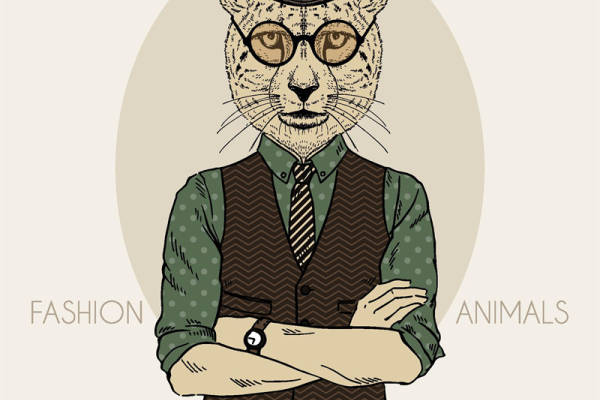 时尚动物裁片印花服装 个性豹头图案印花设计