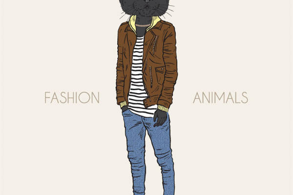 时尚动物裁片印花服装：黑猫街头风夹克设计