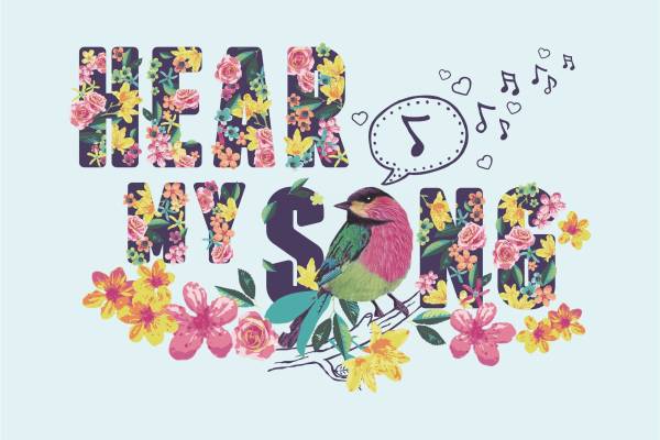 春日花卉裁片印花服装 时尚自然风格印花T恤设计