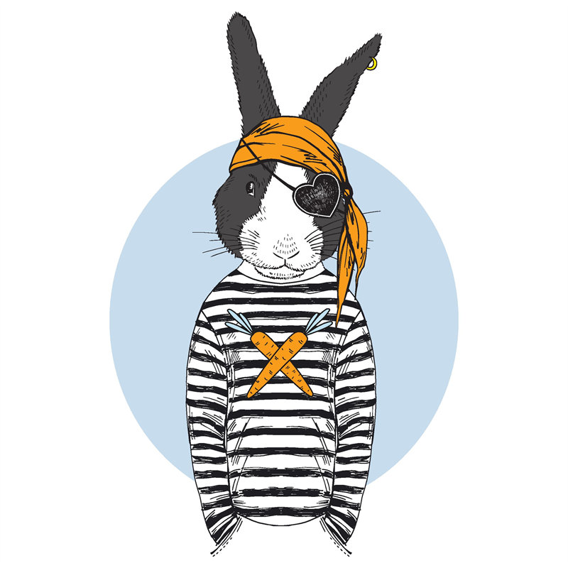 时尚兔子裁片印花服装印花设计