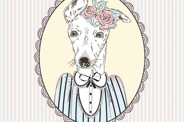 优雅风格意大利灵缇犬裁片印花服装