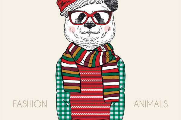 可爱熊猫裁片印花服装，时尚动物图案服装印花设计