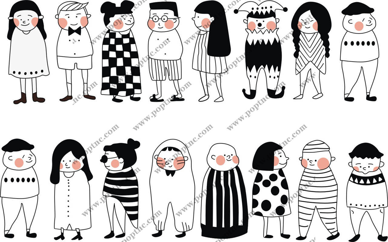 黑白简约风格裁片印花服装印花设计