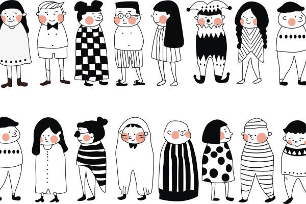 黑白简约风格裁片印花服装印花设计