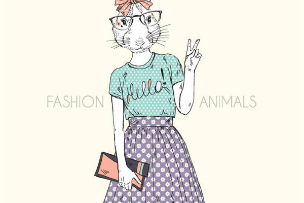 时尚动物元素裁片印花服装印花设计