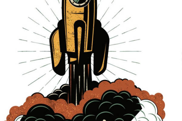 创业精神裁片印花服装：激励行动的火箭图案