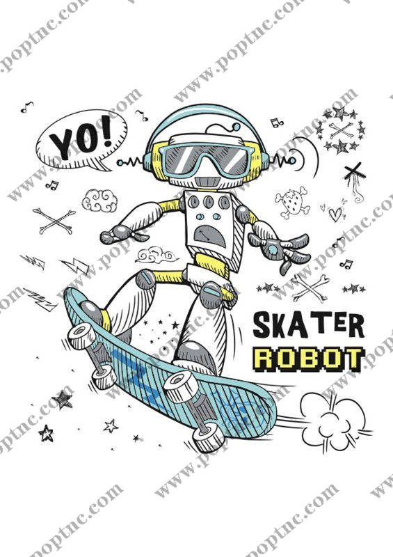 时尚滑板机器人裁片印花服装印花设计